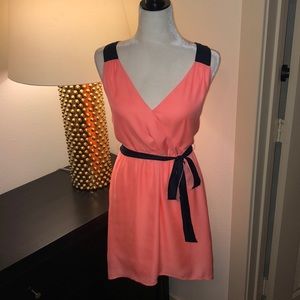 NWOT - Neon Peach & Navy Cutout Hi Lo Dress